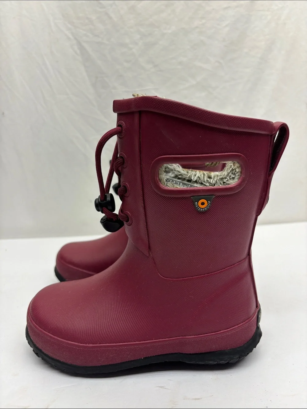Bogs Amanda Kids Burgundy Waterproof Rain Boots, SZ 11 toddler girl, 2(BA)